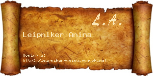 Leipniker Anina névjegykártya